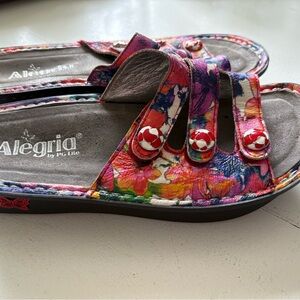 Alegria Red and Pink Sandals Vibrant Comfort Slip-On